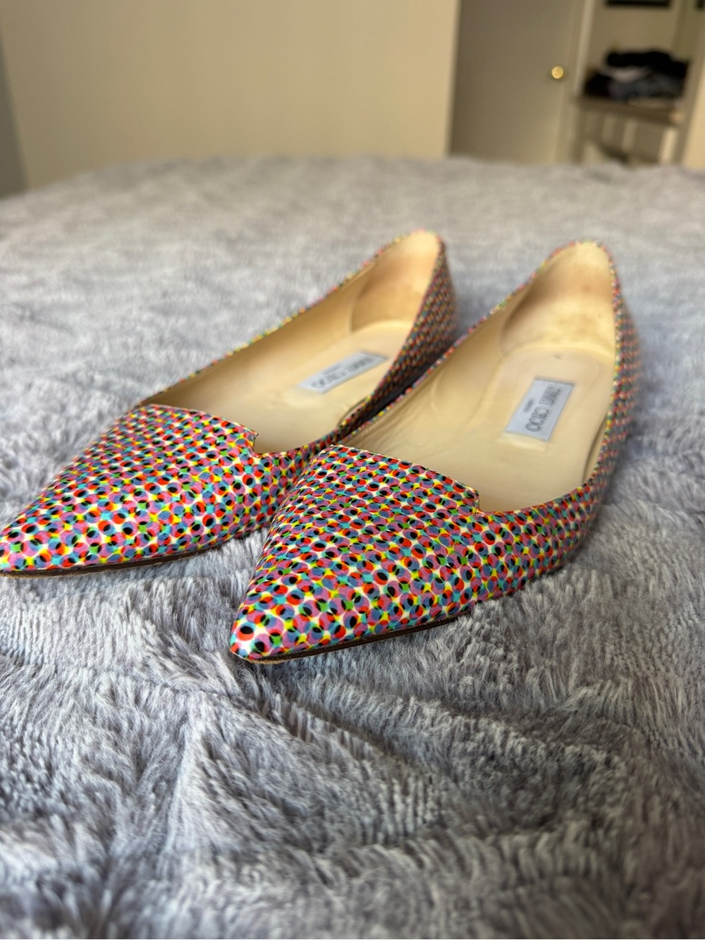 Jimmy Choo Multicolor Dot Pointed-Toe Flats